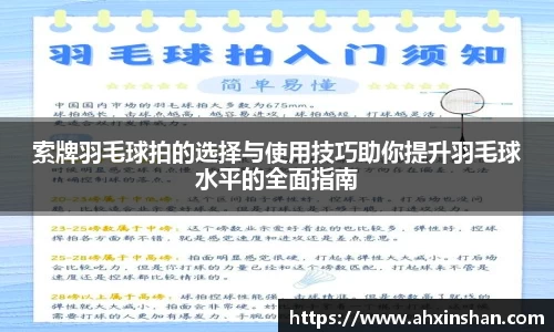 索牌羽毛球拍的选择与使用技巧助你提升羽毛球水平的全面指南